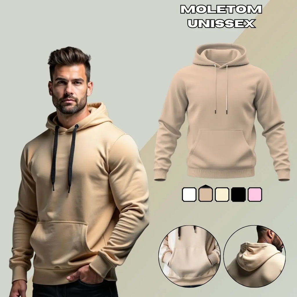 Moletom Canguru com Bolso Frontal - Blusa de Algodão Flanelado Confortável