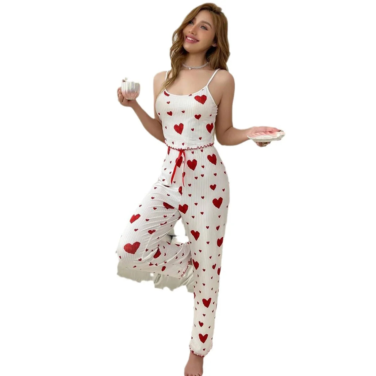 Conjunto Pijama Feminino Plus Size 2 Peças - Regata Curta e Calça Estampa Love