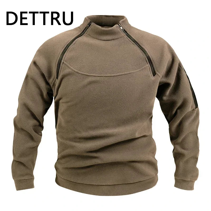 Jaqueta Fleece Tática Masculina - Casaco Térmico com Zíper para Trilha e Outdoor