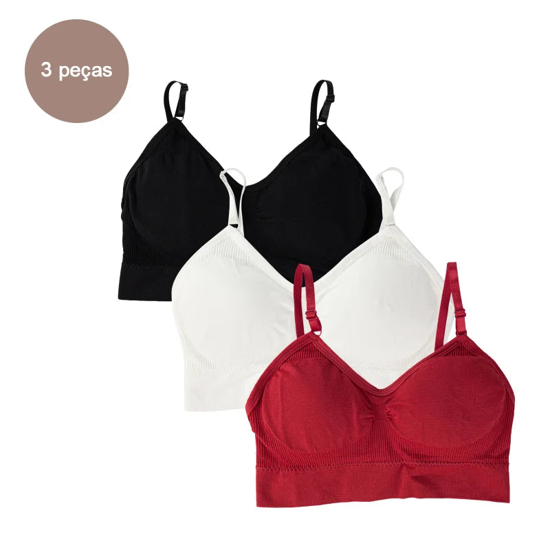 3 Peças sutiã Esportivo Sem Costura - Conjunto de Lingerie 3 Peças - Sutiã Cropped Sexy Feminino