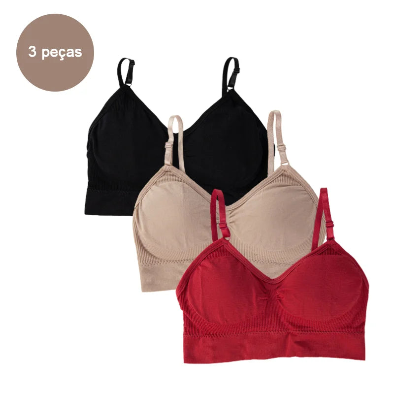 3 Peças sutiã Esportivo Sem Costura - Conjunto de Lingerie 3 Peças - Sutiã Cropped Sexy Feminino