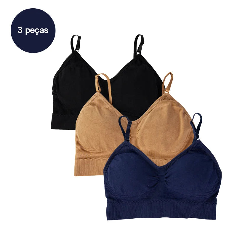 3 Peças sutiã Esportivo Sem Costura - Conjunto de Lingerie 3 Peças - Sutiã Cropped Sexy Feminino