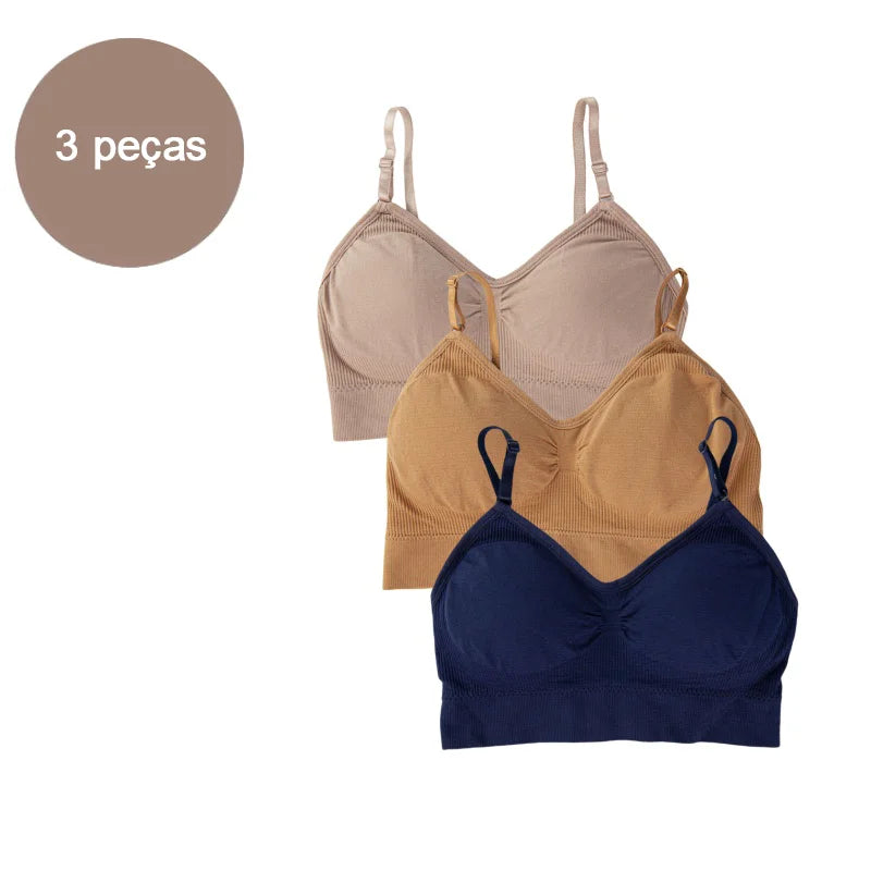 3 Peças sutiã Esportivo Sem Costura - Conjunto de Lingerie 3 Peças - Sutiã Cropped Sexy Feminino