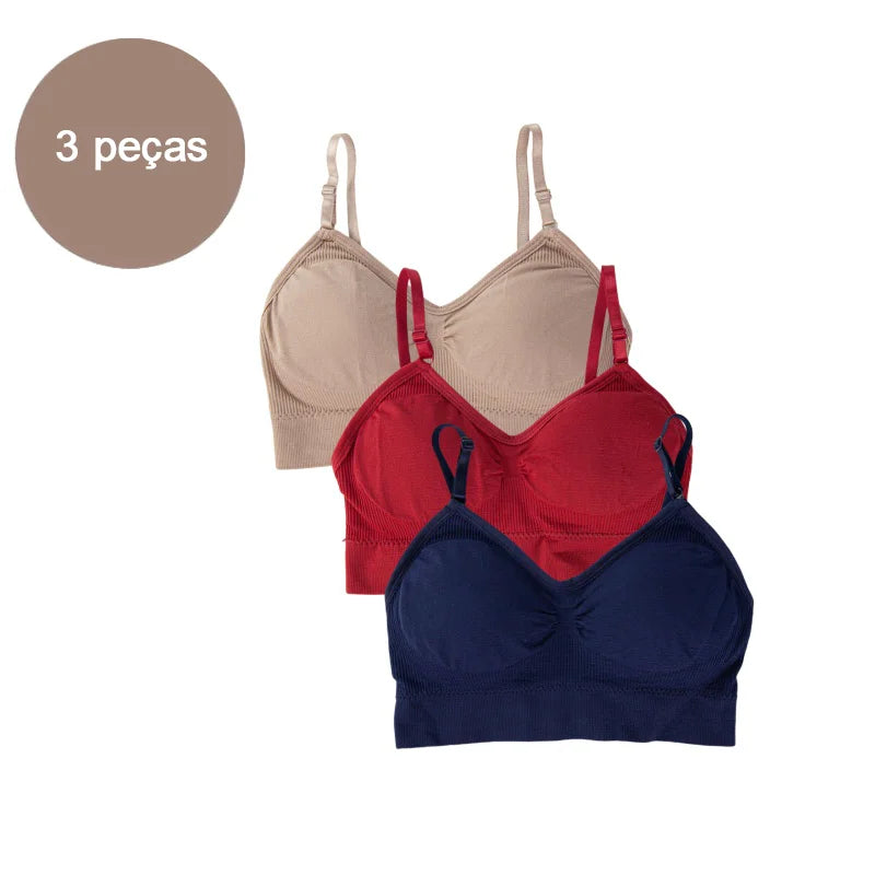 3 Peças sutiã Esportivo Sem Costura - Conjunto de Lingerie 3 Peças - Sutiã Cropped Sexy Feminino