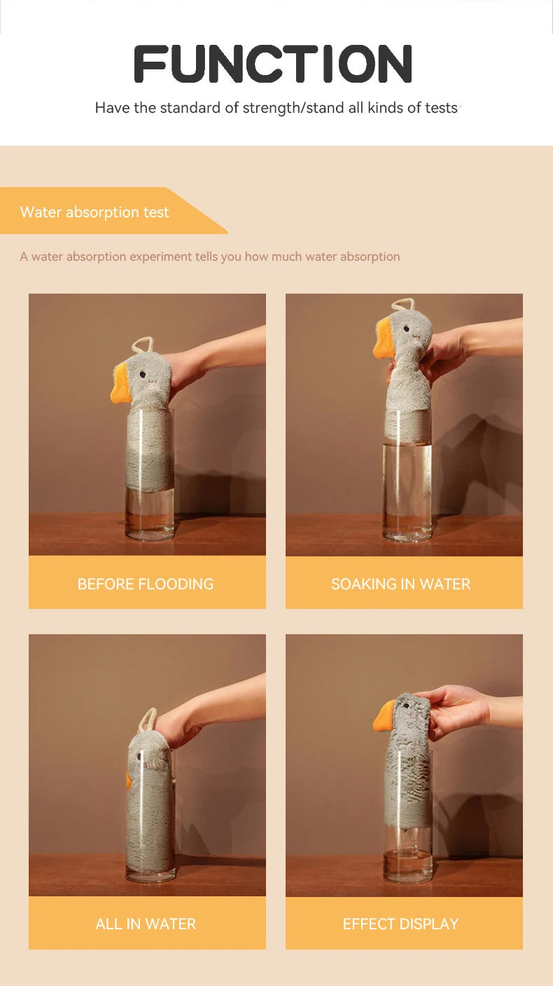 Cartoon Goose Hand Towel Kitchen Bathroom and Toilet Hand Towel Hanging Type with Super Water Absorption Quick Drying It Is Hard