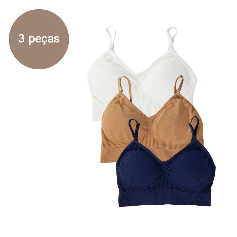 3 Peças sutiã Esportivo Sem Costura - Conjunto de Lingerie 3 Peças - Sutiã Cropped Sexy Feminino