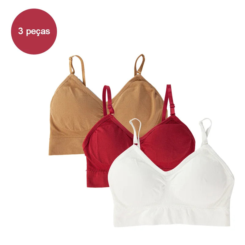 3 Peças sutiã Esportivo Sem Costura - Conjunto de Lingerie 3 Peças - Sutiã Cropped Sexy Feminino