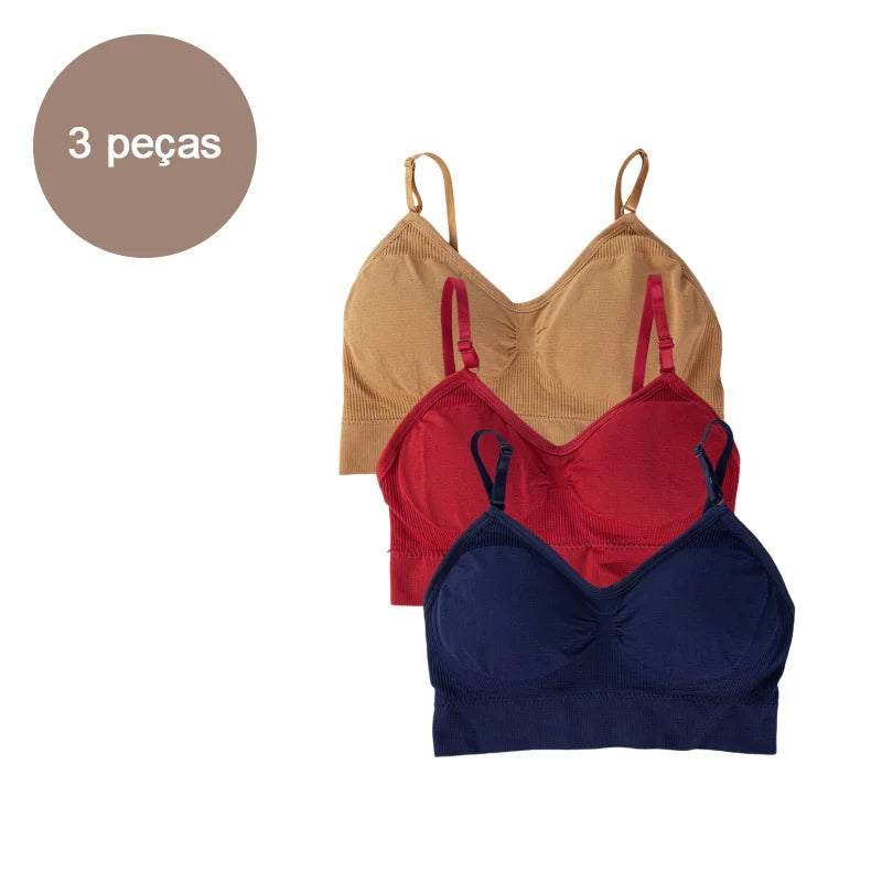 3 Peças sutiã Esportivo Sem Costura - Conjunto de Lingerie 3 Peças - Sutiã Cropped Sexy Feminino
