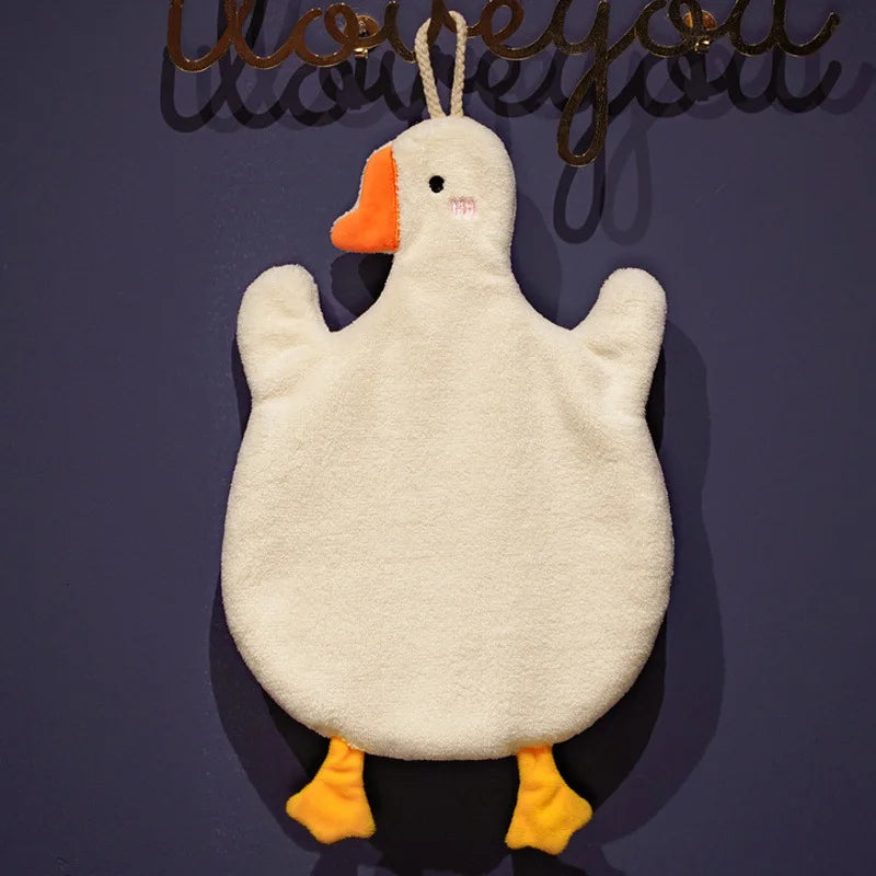Cartoon Goose Hand Towel Kitchen Bathroom and Toilet Hand Towel Hanging Type with Super Water Absorption Quick Drying It Is Hard