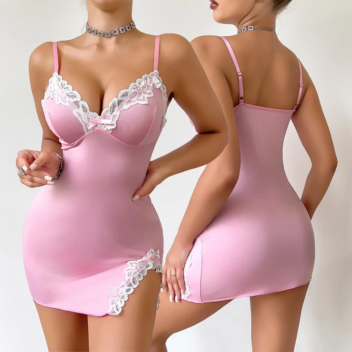 Camisola Sexy de Renda com Decote V - Lingerie Feminina Verão
