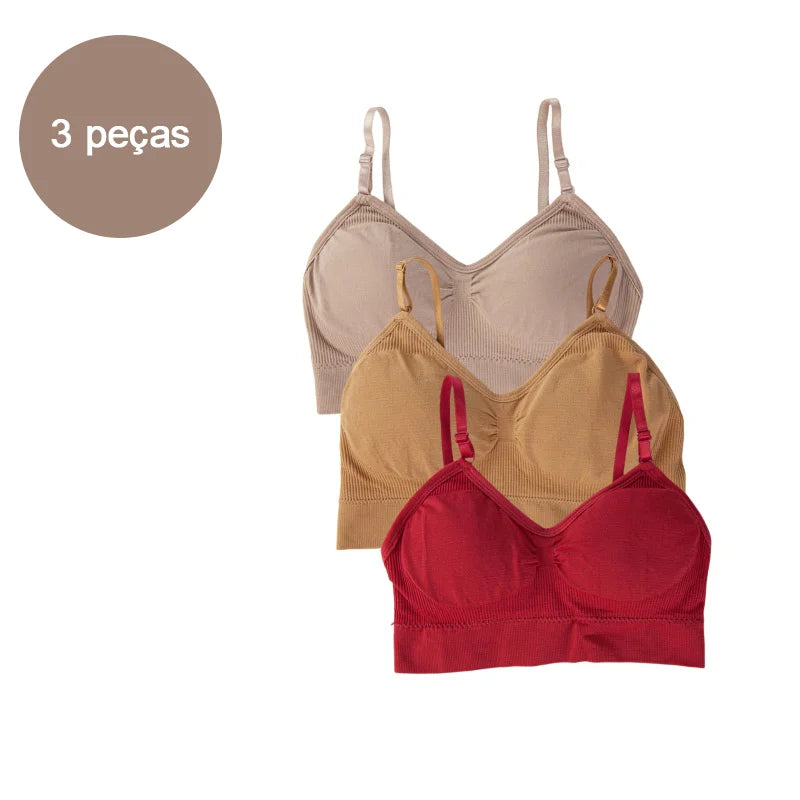 3 Peças sutiã Esportivo Sem Costura - Conjunto de Lingerie 3 Peças - Sutiã Cropped Sexy Feminino