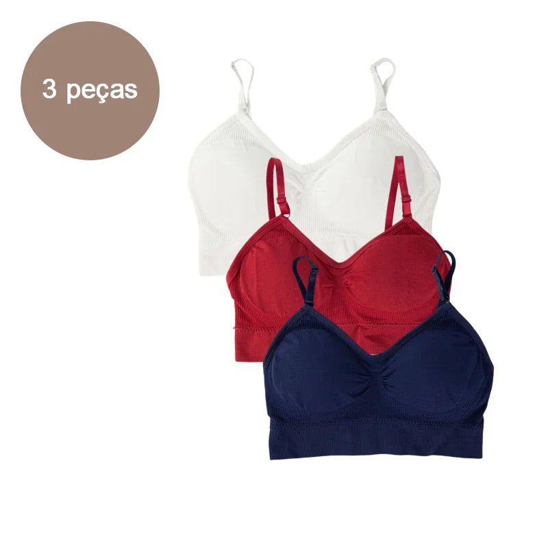 3 Peças sutiã Esportivo Sem Costura - Conjunto de Lingerie 3 Peças - Sutiã Cropped Sexy Feminino