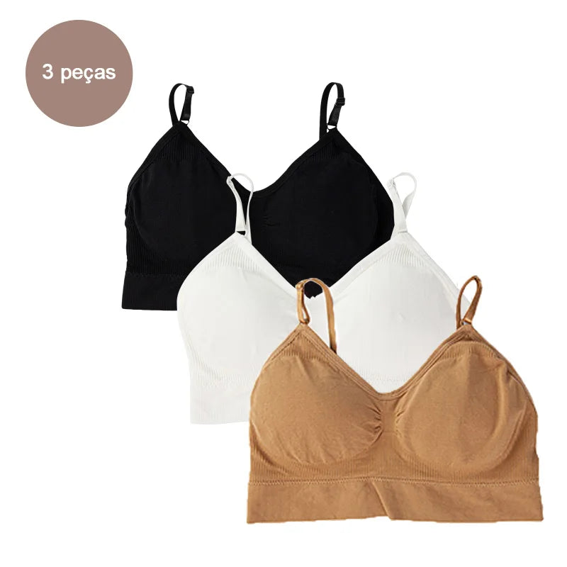 3 Peças sutiã Esportivo Sem Costura - Conjunto de Lingerie 3 Peças - Sutiã Cropped Sexy Feminino