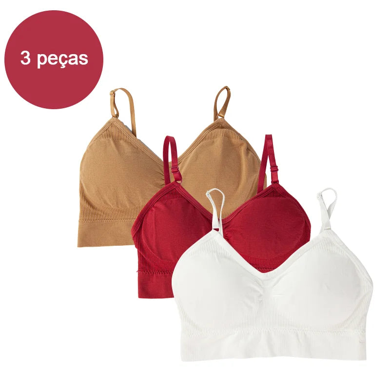 3 Peças sutiã Esportivo Sem Costura - Conjunto de Lingerie 3 Peças - Sutiã Cropped Sexy Feminino