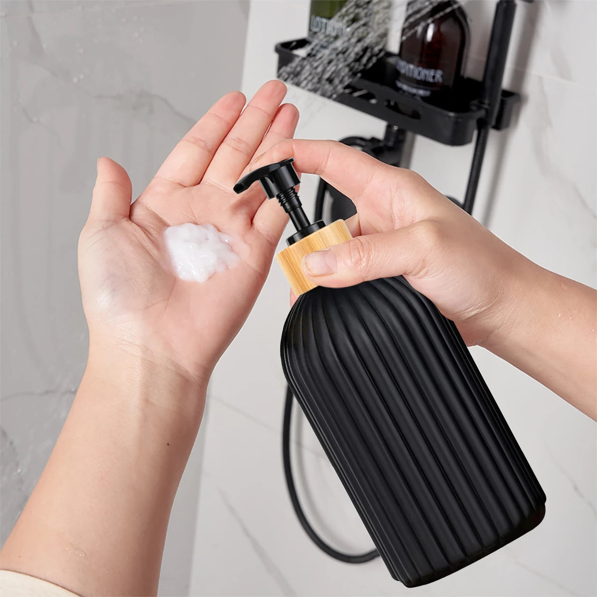 Kit Organizador de Banheiro 3 Peças - Dispenser Sabonete Líquido e Porta Escova