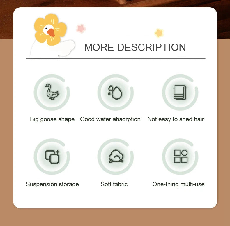 Cartoon Goose Hand Towel Kitchen Bathroom and Toilet Hand Towel Hanging Type with Super Water Absorption Quick Drying It Is Hard