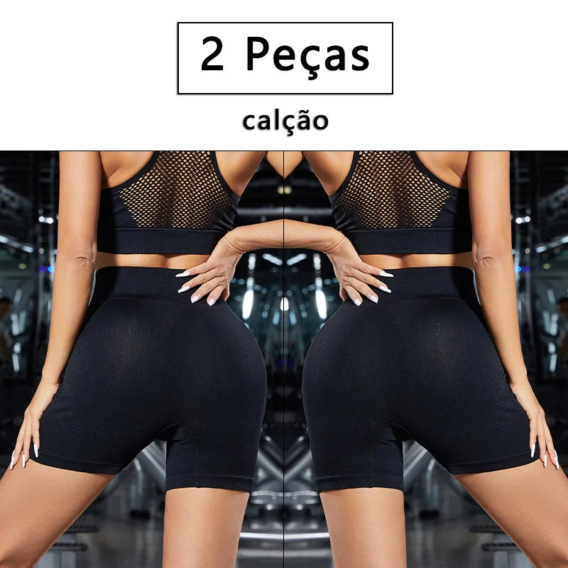 Shorts de Yoga Feminino - Short Fitness Cintura Alta com Levanta Bumbum