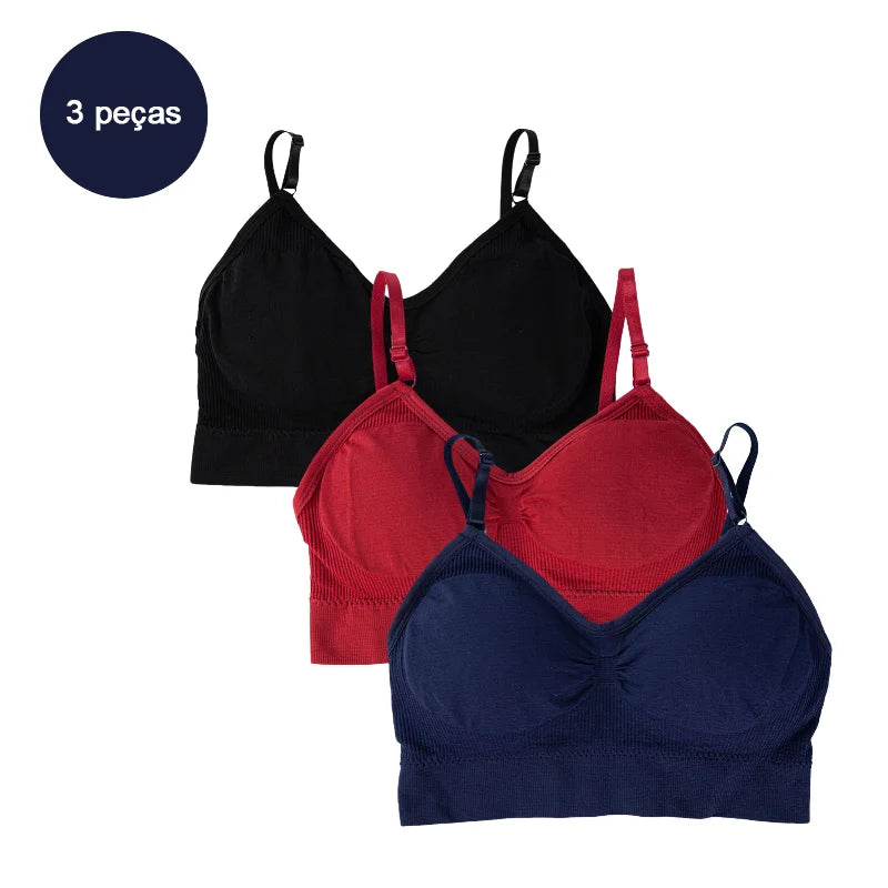 3 Peças sutiã Esportivo Sem Costura - Conjunto de Lingerie 3 Peças - Sutiã Cropped Sexy Feminino