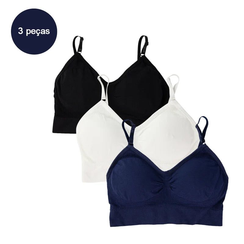 3 Peças sutiã Esportivo Sem Costura - Conjunto de Lingerie 3 Peças - Sutiã Cropped Sexy Feminino