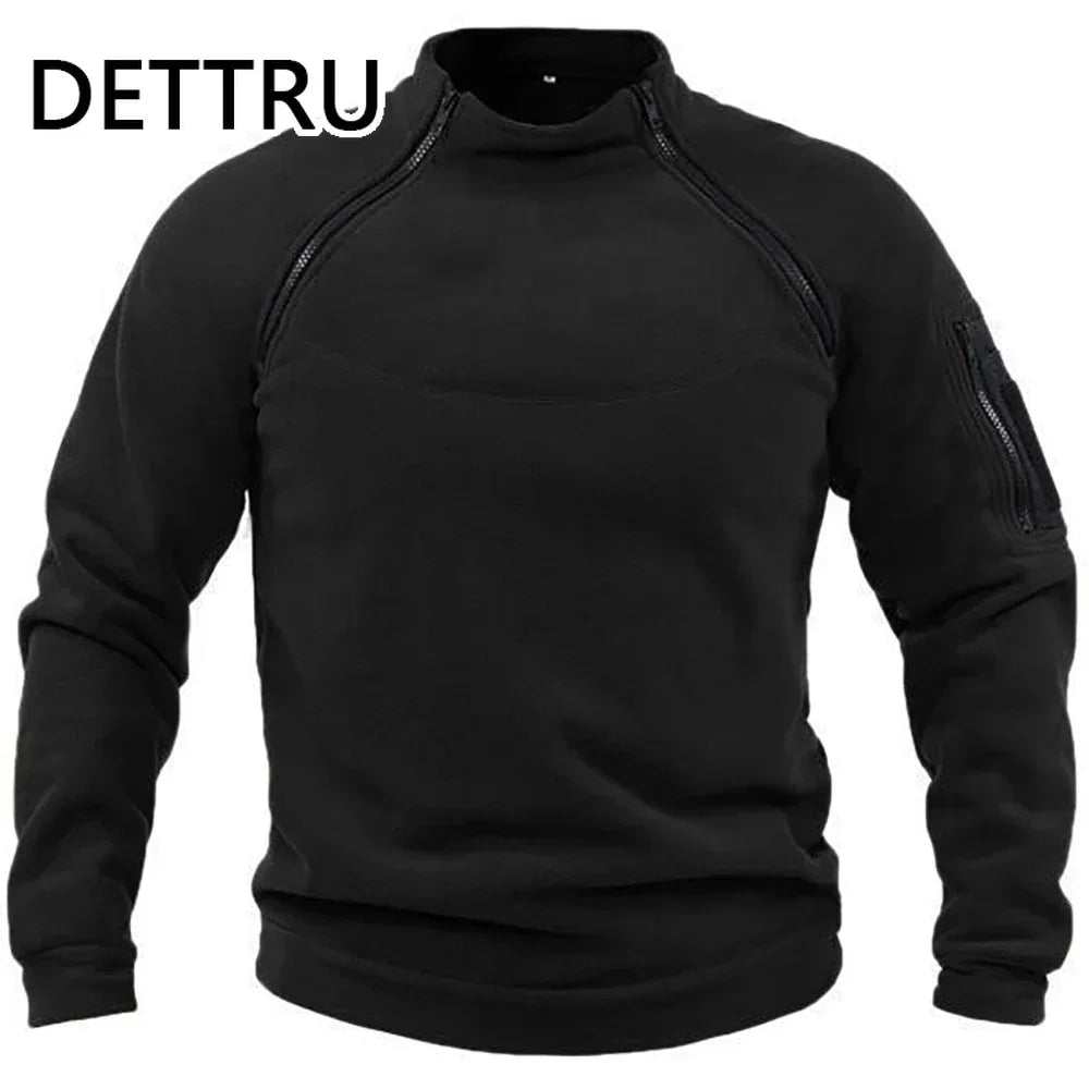 Jaqueta Fleece Tática Masculina - Casaco Térmico com Zíper para Trilha e Outdoor