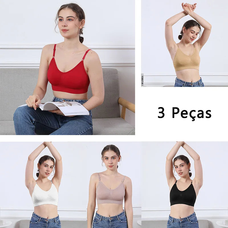 3 Peças sutiã Esportivo Sem Costura - Conjunto de Lingerie 3 Peças - Sutiã Cropped Sexy Feminino